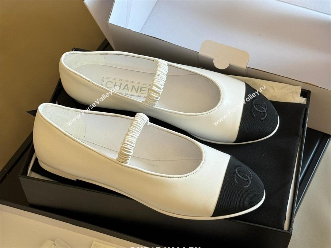 Chanel SHEEPSKIN Grosgrain Mary Janes White 2024 (KAOLA-240123-01)