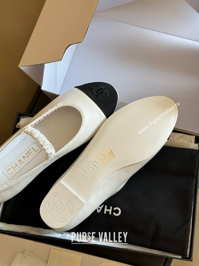 Chanel SHEEPSKIN Grosgrain Mary Janes White 2024 (KAOLA-240123-01)