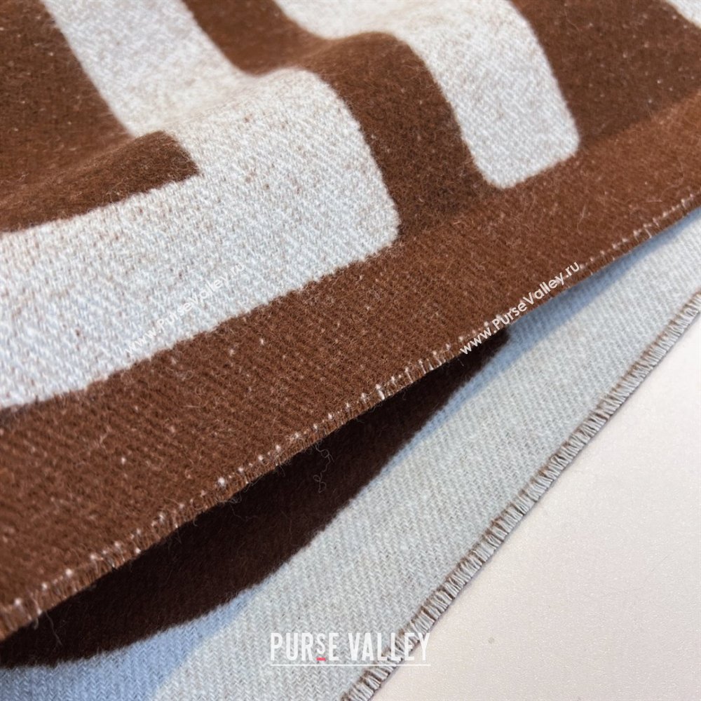 FENDI Brown and light blue wool scarf 2023 (WTZ-240123-01)