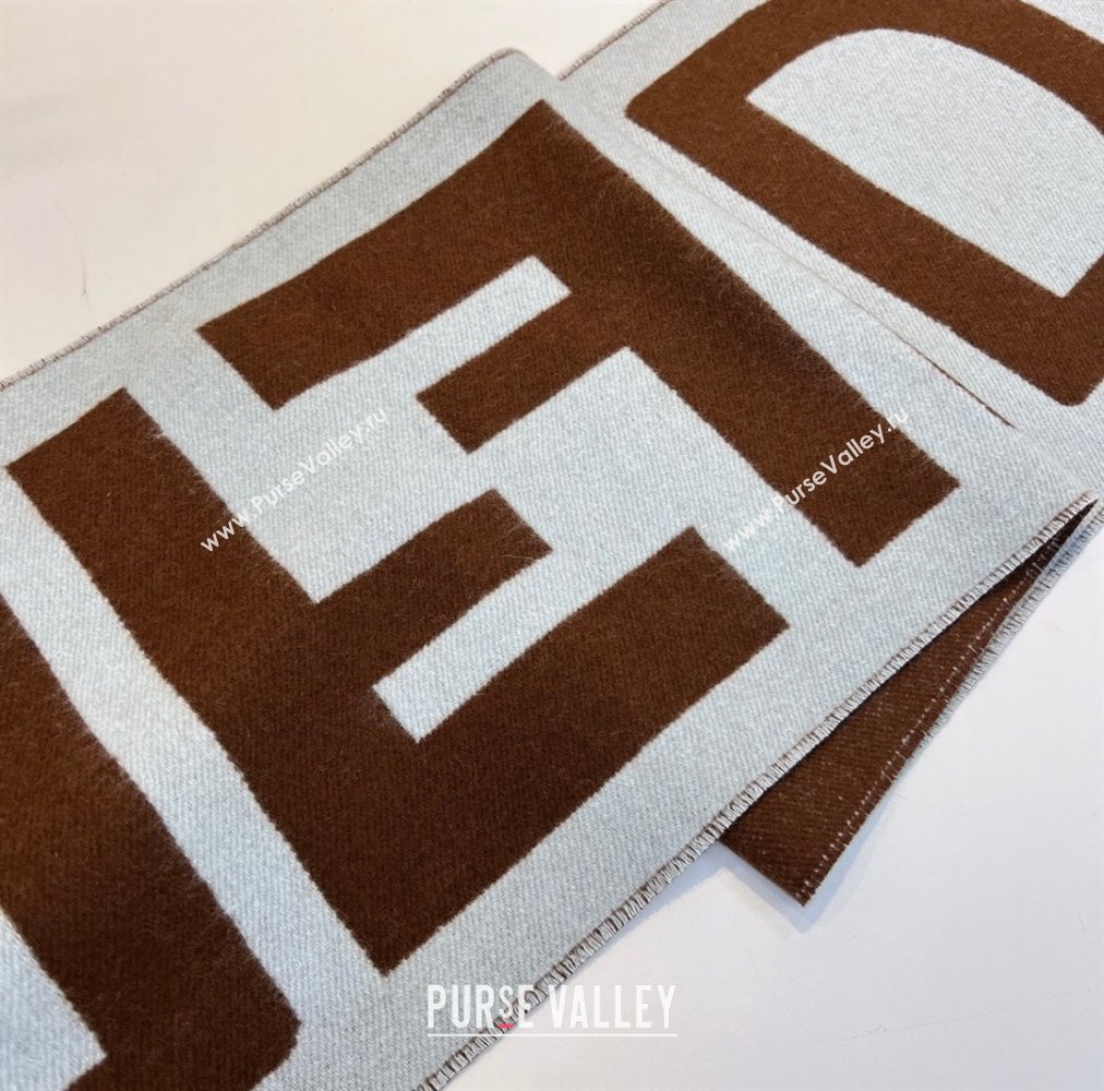 FENDI Brown and light blue wool scarf 2023 (WTZ-240123-01)