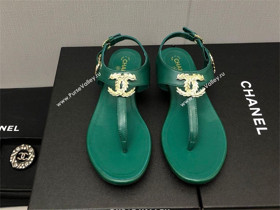 Chanel CC Thong Sandals GREEN 2023 (KAOLA-240122-02)