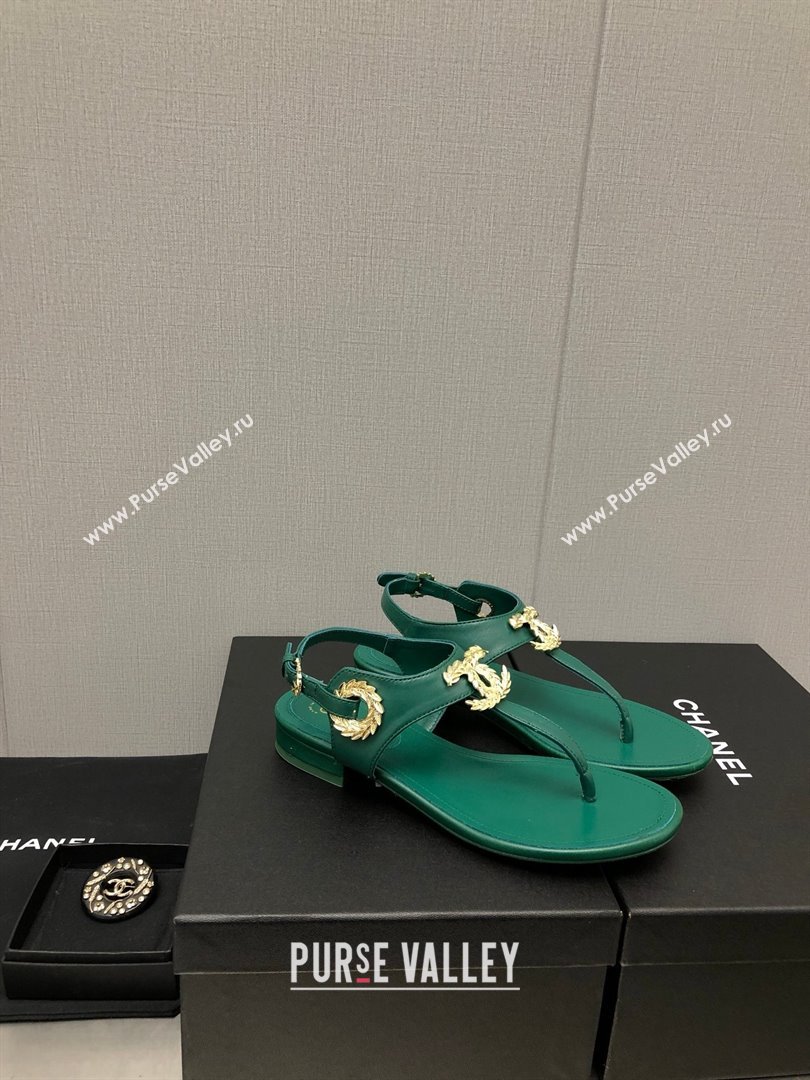 Chanel CC Thong Sandals GREEN 2023 (KAOLA-240122-02)