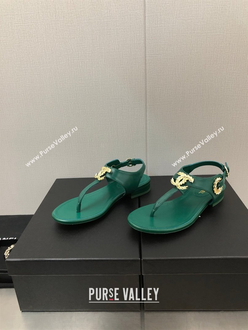 Chanel CC Thong Sandals GREEN 2023 (KAOLA-240122-02)