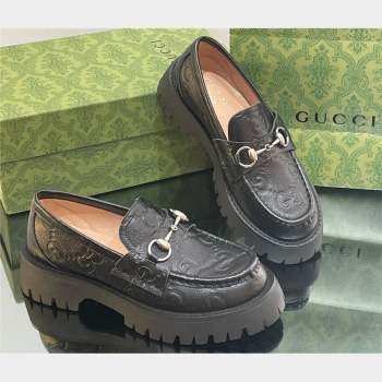 Gucci GG lug loafer with Horsebit 756501 Black leather 2023 (modeng-23103028)