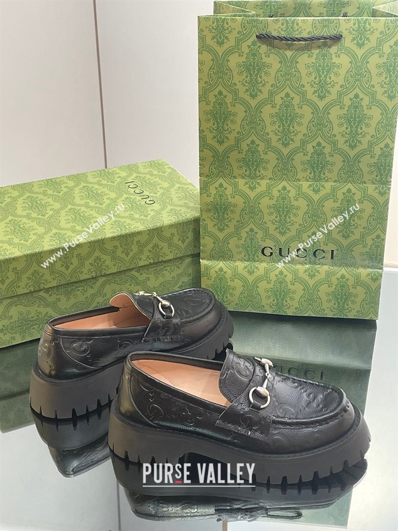 Gucci GG lug loafer with Horsebit 756501 Black leather 2023 (modeng-23103028)