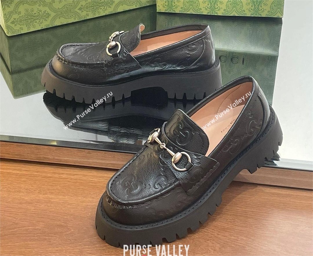 Gucci GG lug loafer with Horsebit 756501 Black leather 2023 (modeng-23103028)
