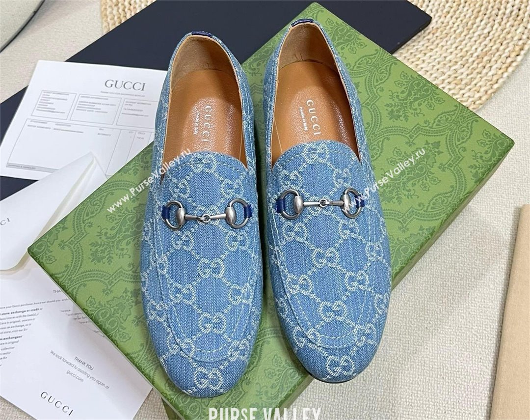 Gucci Princetown GG Monogram Denim Loafers 2024 (modeng-240416-02)