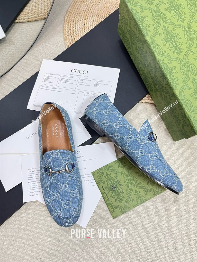 Gucci Princetown GG Monogram Denim Loafers 2024 (modeng-240416-02)