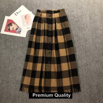 DIOR APRICOT/BLACK CHECK SKIRT 2020 (QIQI-20201147)