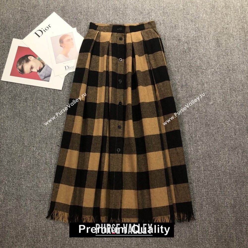 DIOR APRICOT/BLACK CHECK SKIRT 2020 (QIQI-20201147)