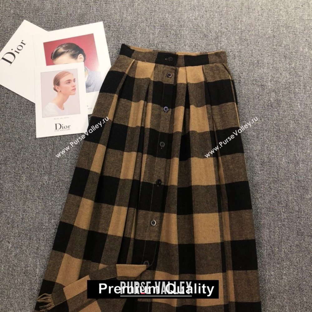 DIOR APRICOT/BLACK CHECK SKIRT 2020 (QIQI-20201147)