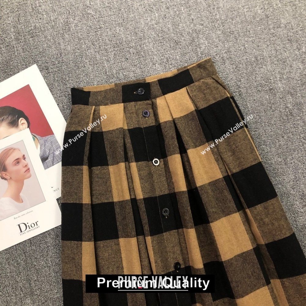 DIOR APRICOT/BLACK CHECK SKIRT 2020 (QIQI-20201147)