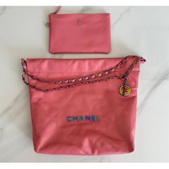 Chanel Shiny Calfskin Rainbow Metal PINK 22 Small Handbag AS3260 2024 (JIYUAN-231208-02)