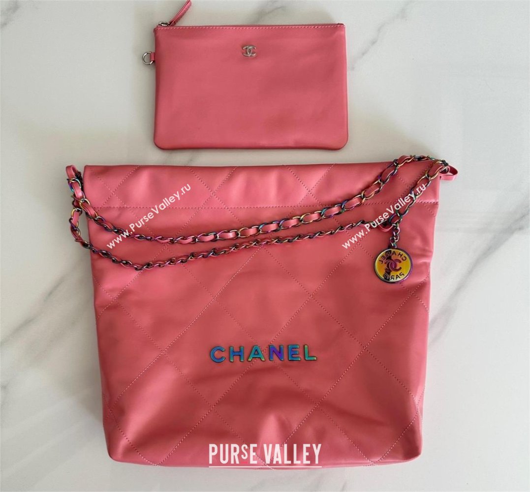 Chanel Shiny Calfskin Rainbow Metal PINK 22 Small Handbag AS3260 2024 (JIYUAN-231208-02)