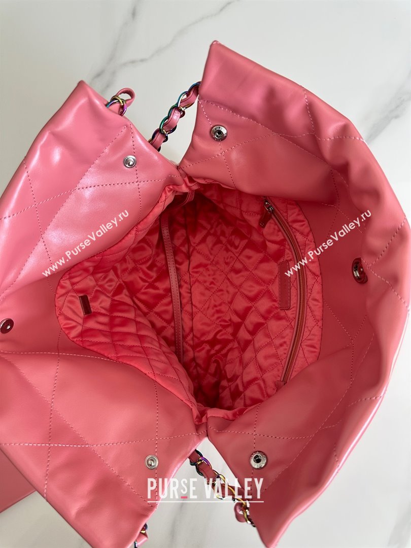 Chanel Shiny Calfskin Rainbow Metal PINK 22 Small Handbag AS3260 2024 (JIYUAN-231208-02)