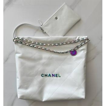 Chanel Shiny Calfskin Rainbow Metal White 22 Handbag AS3261 2024 (JIYUAN-231209-01)