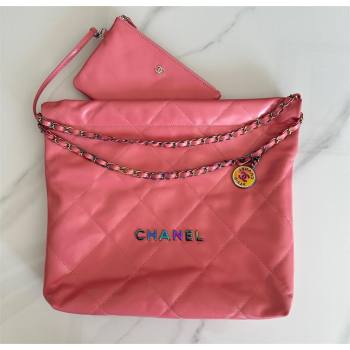 Chanel Shiny Calfskin Rainbow Metal PINK 22 Handbag AS3261 2024 (JIYUAN-231209-02)