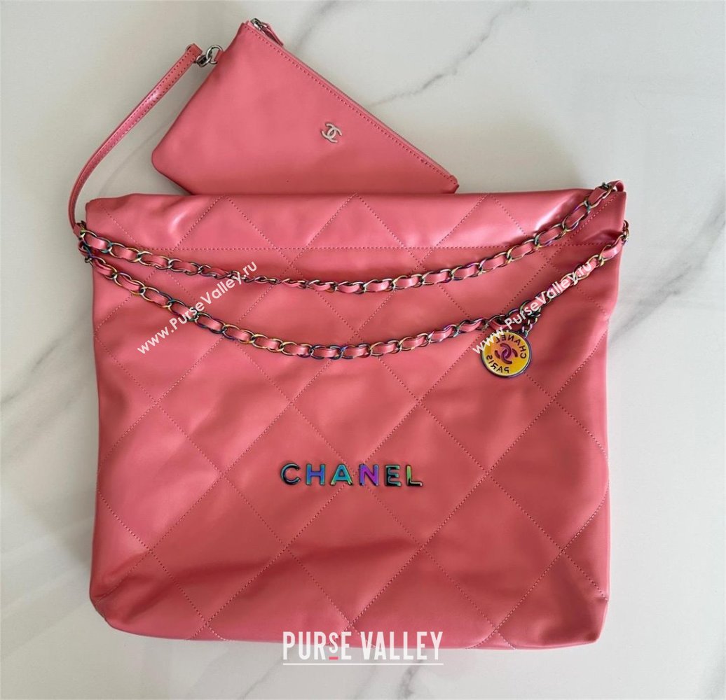Chanel Shiny Calfskin Rainbow Metal PINK 22 Handbag AS3261 2024 (JIYUAN-231209-02)