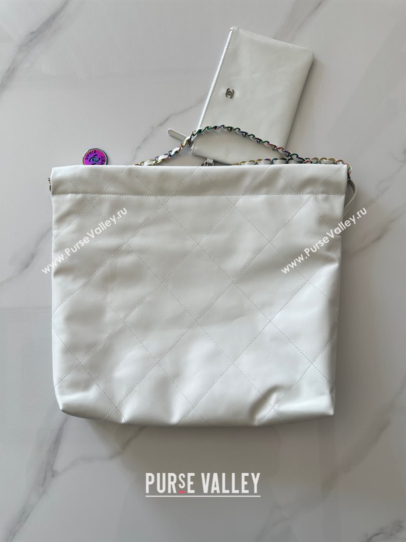Chanel Shiny Calfskin Rainbow Metal White 22 Handbag AS3261 2024 (JIYUAN-231209-01)