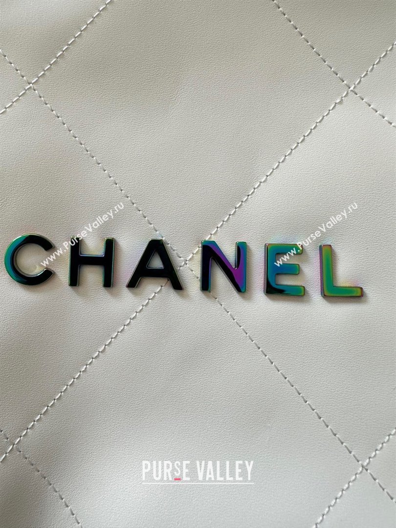Chanel Shiny Calfskin Rainbow Metal White 22 Handbag AS3261 2024 (JIYUAN-231209-01)