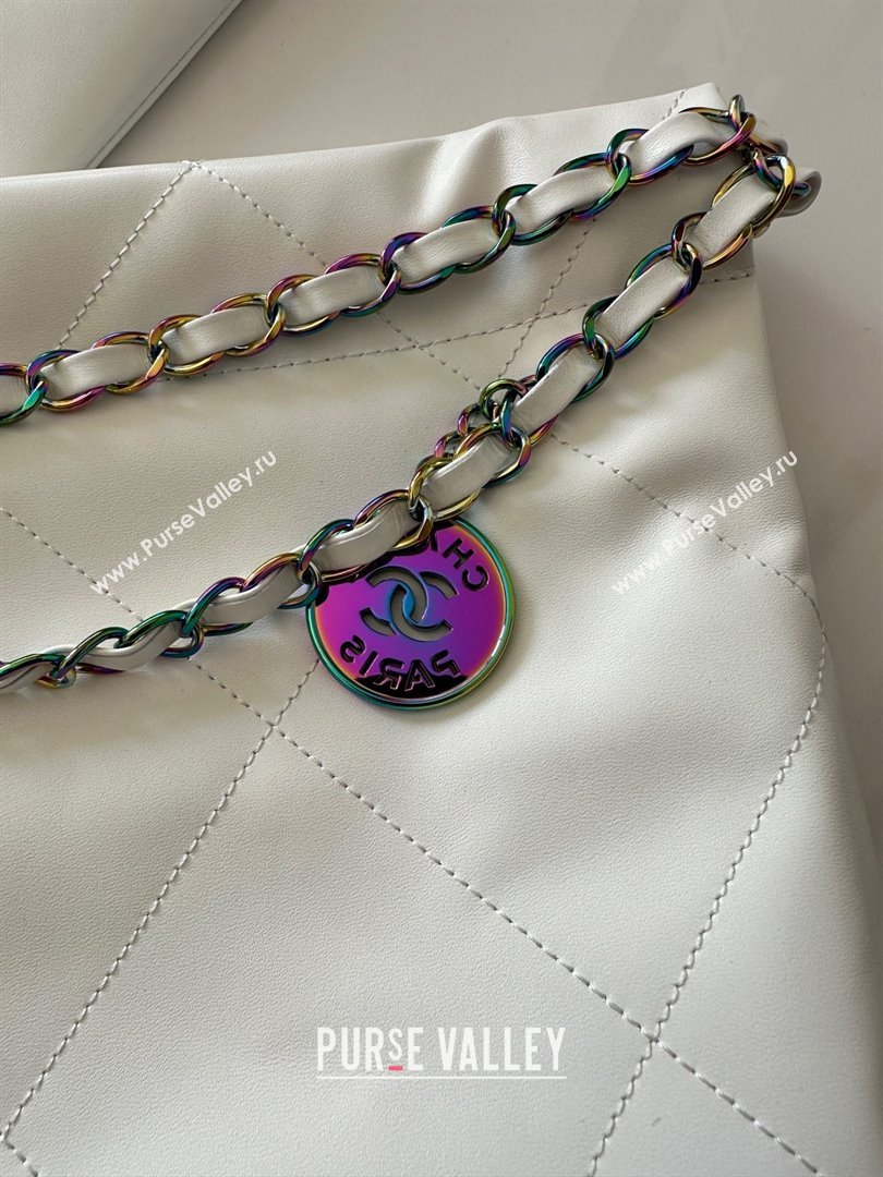 Chanel Shiny Calfskin Rainbow Metal White 22 Handbag AS3261 2024 (JIYUAN-231209-01)