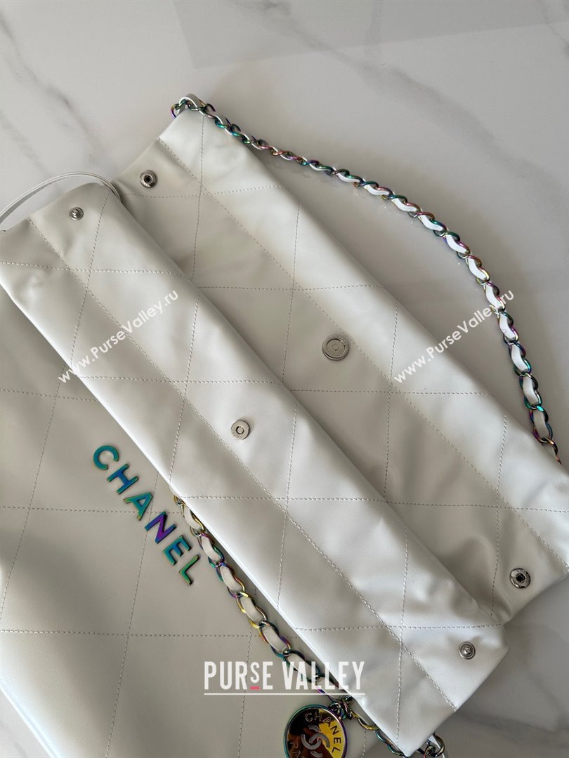 Chanel Shiny Calfskin Rainbow Metal White 22 Handbag AS3261 2024 (JIYUAN-231209-01)