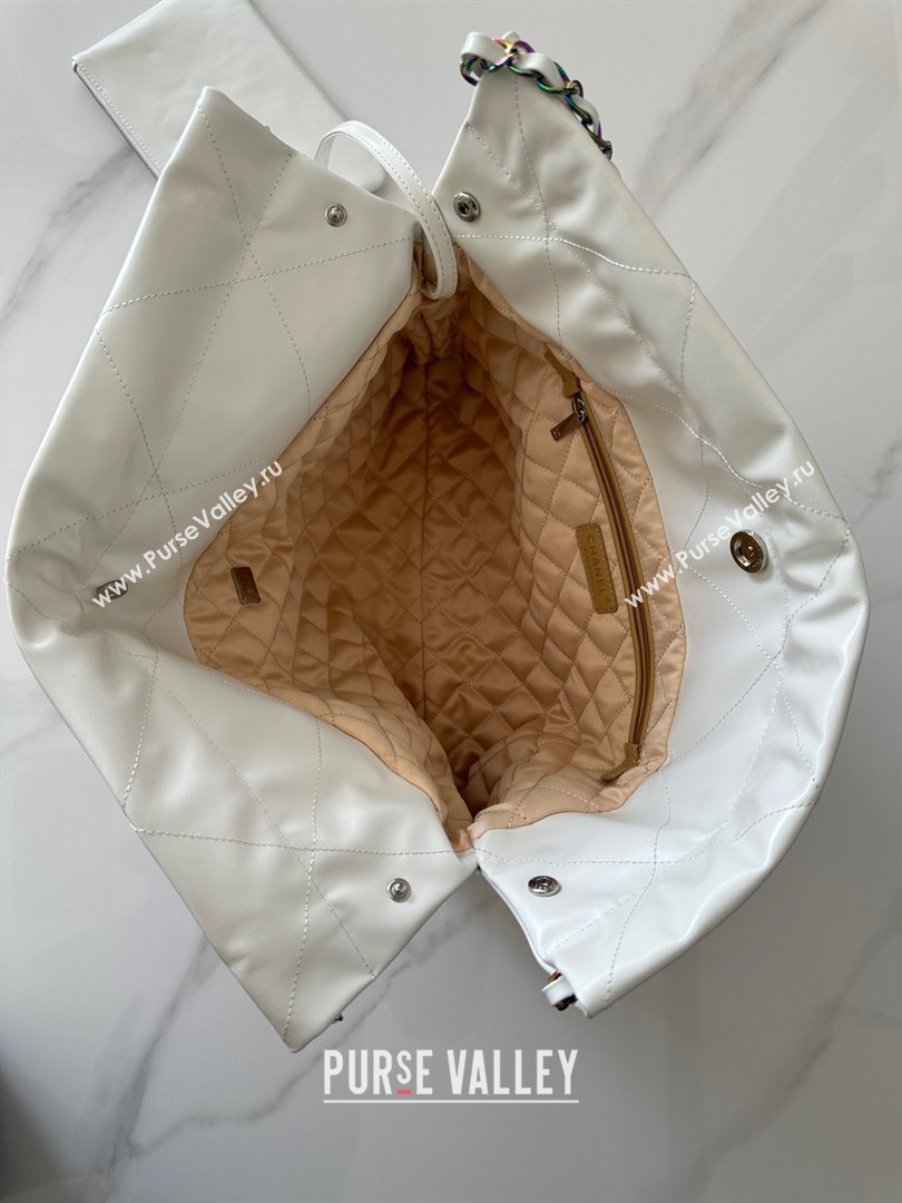 Chanel Shiny Calfskin Rainbow Metal White 22 Handbag AS3261 2024 (JIYUAN-231209-01)