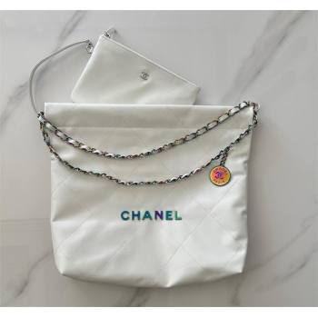Chanel Shiny Calfskin Rainbow Metal White 22 Small Handbag AS3260 2024 (JIYUAN-231208-01)