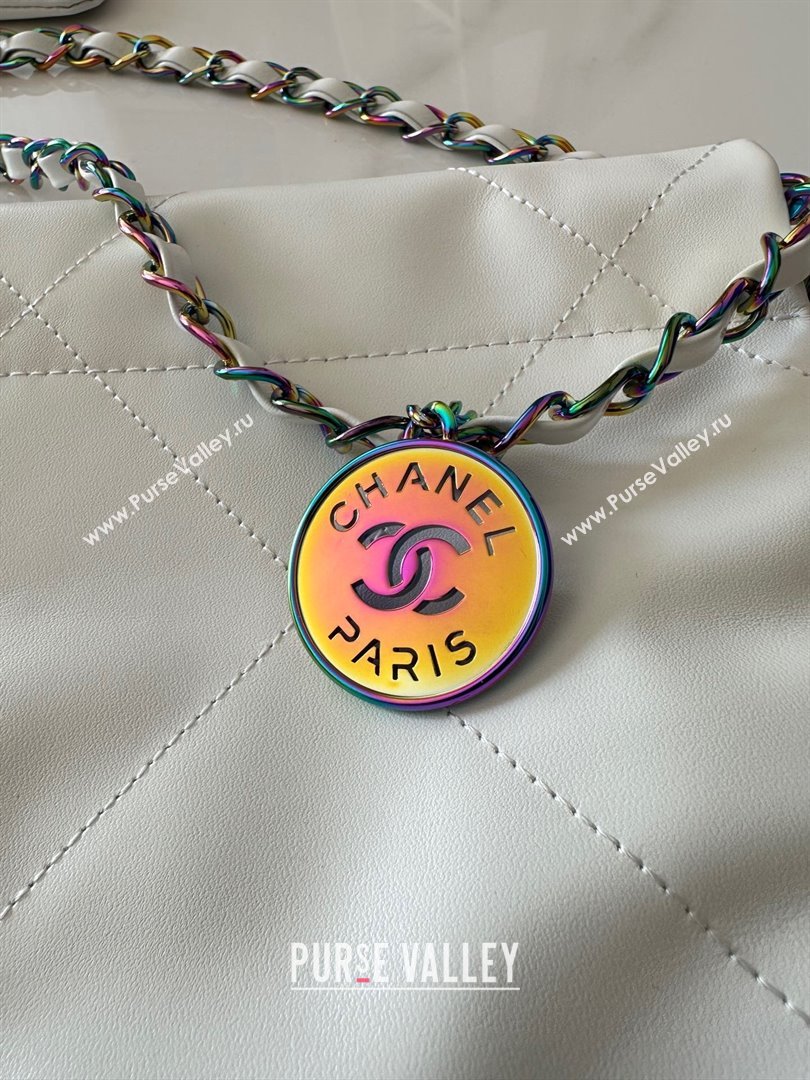 Chanel Shiny Calfskin Rainbow Metal White 22 Small Handbag AS3260 2024 (JIYUAN-231208-01)