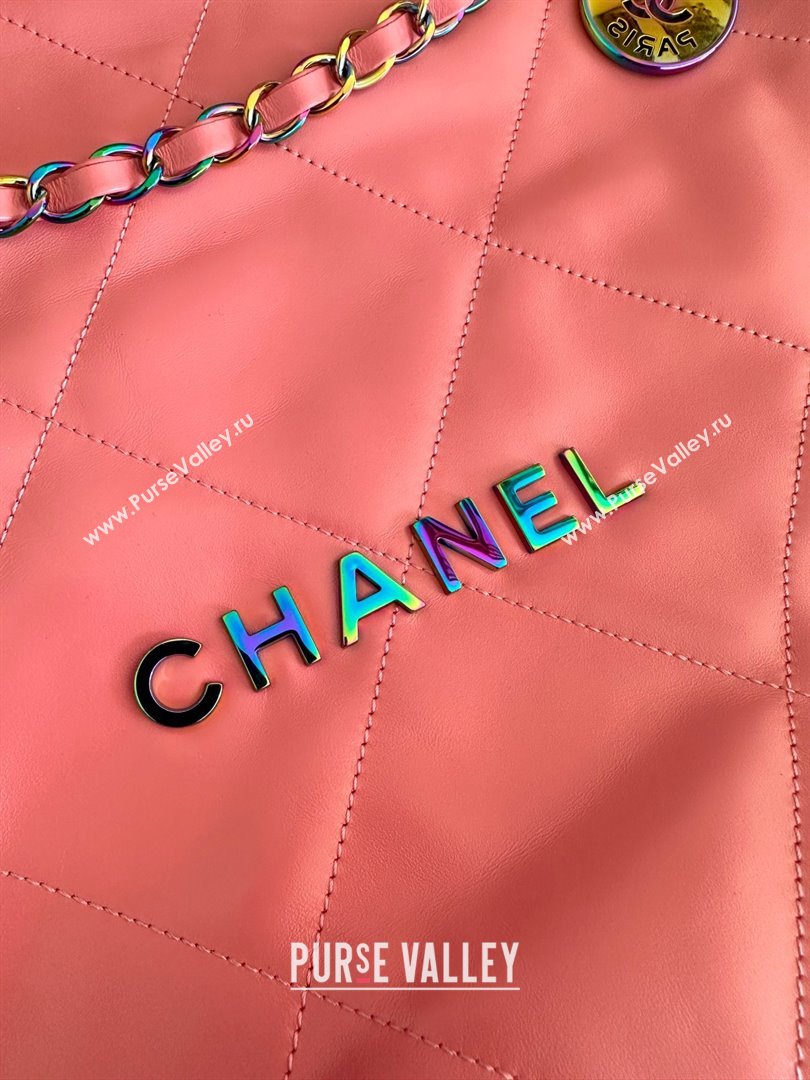 Chanel Shiny Calfskin Rainbow Metal PINK 22 Handbag AS3261 2024 (JIYUAN-231209-02)