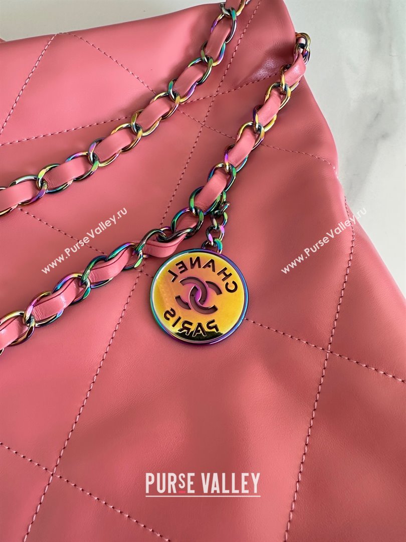 Chanel Shiny Calfskin Rainbow Metal PINK 22 Handbag AS3261 2024 (JIYUAN-231209-02)