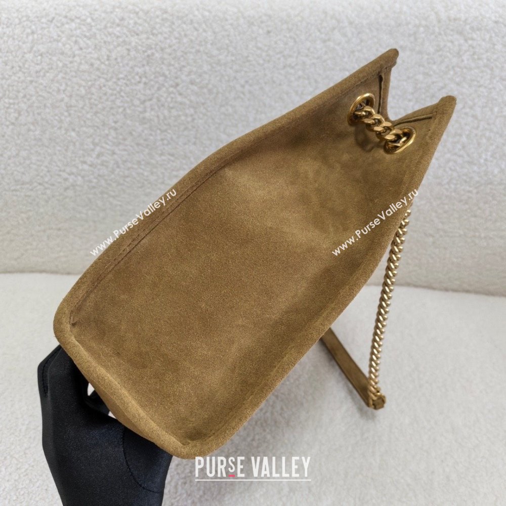 Saint Laurent NIKI MEDIUM SHOPPING BAG IN SUEDE LEATHER BARLEY GREEN 2023 (bige-240120-03)