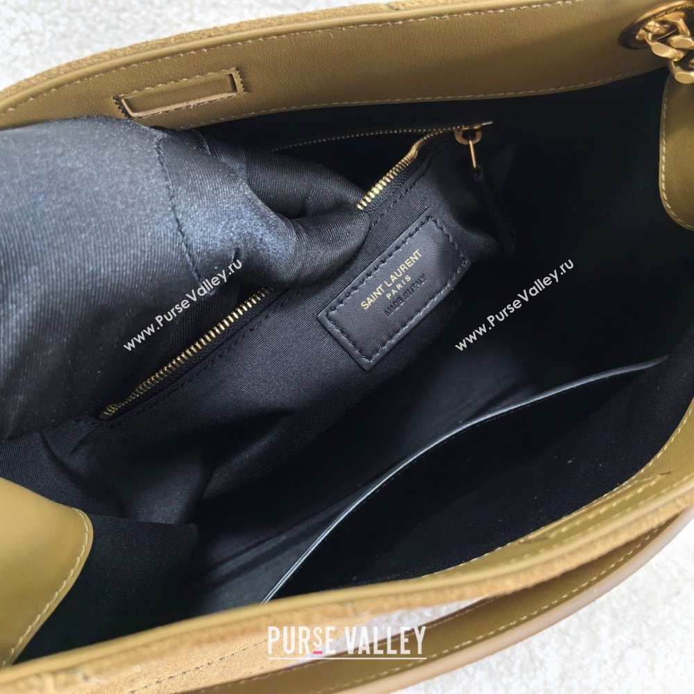 Saint Laurent NIKI MEDIUM SHOPPING BAG IN SUEDE LEATHER BARLEY GREEN 2023 (bige-240120-03)