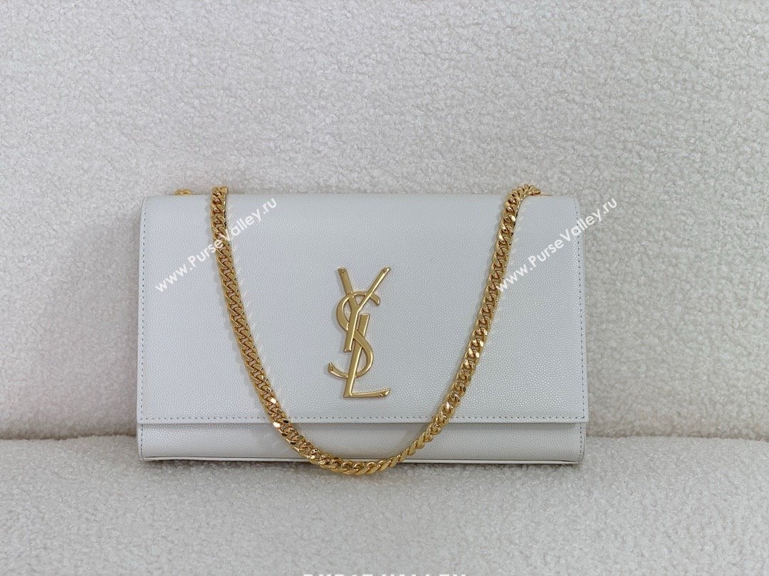 Saint Laurent Kate Medium Bag In grained leather white with gold hardware 2024(original quality) (bige-240416-03)