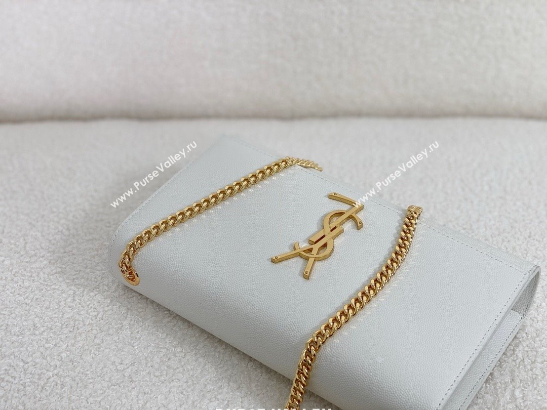 Saint Laurent Kate Medium Bag In grained leather white with gold hardware 2024(original quality) (bige-240416-03)