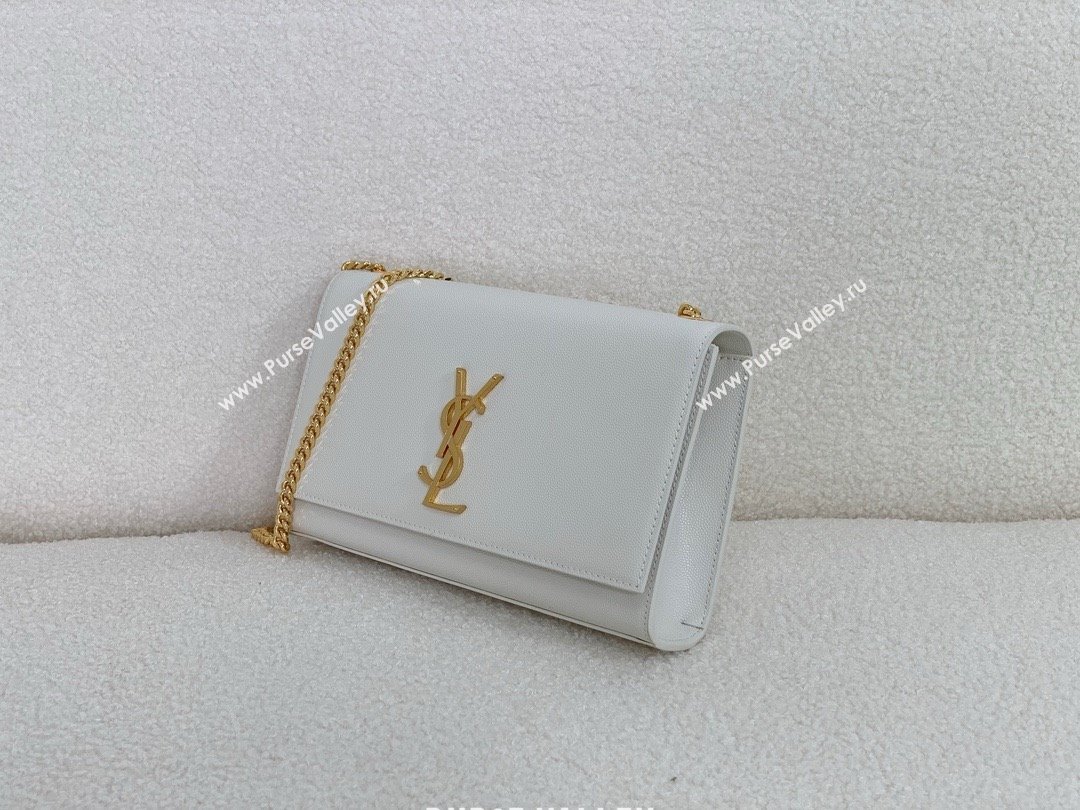 Saint Laurent Kate Medium Bag In grained leather white with gold hardware 2024(original quality) (bige-240416-03)