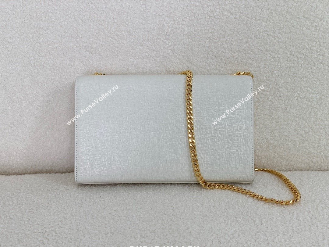 Saint Laurent Kate Medium Bag In grained leather white with gold hardware 2024(original quality) (bige-240416-03)