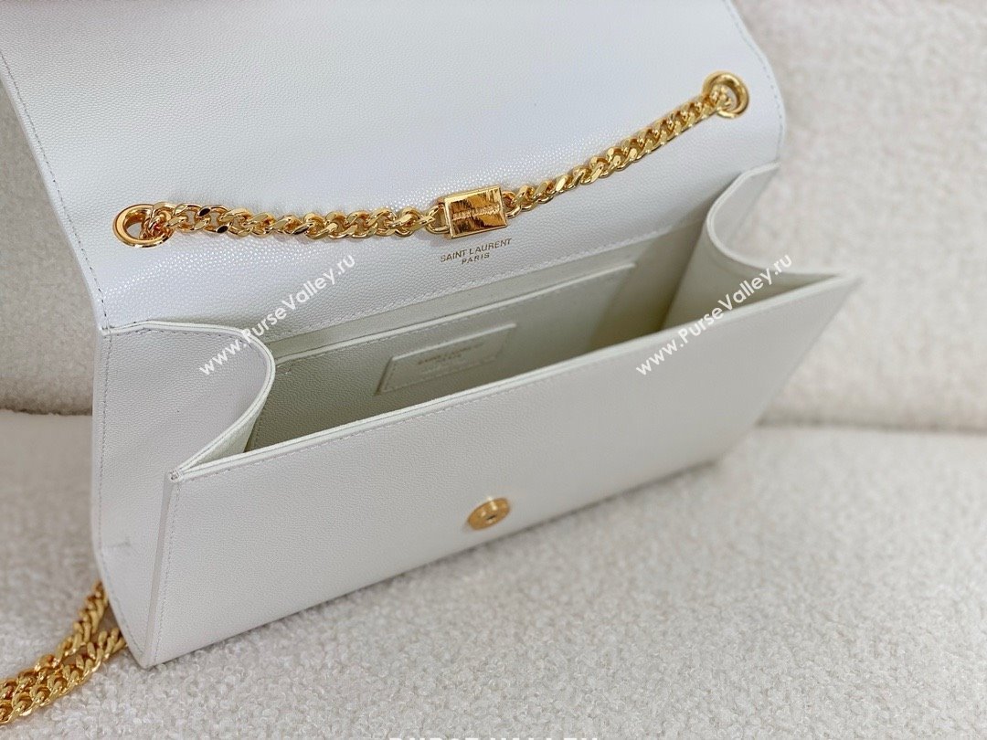 Saint Laurent Kate Medium Bag In grained leather white with gold hardware 2024(original quality) (bige-240416-03)