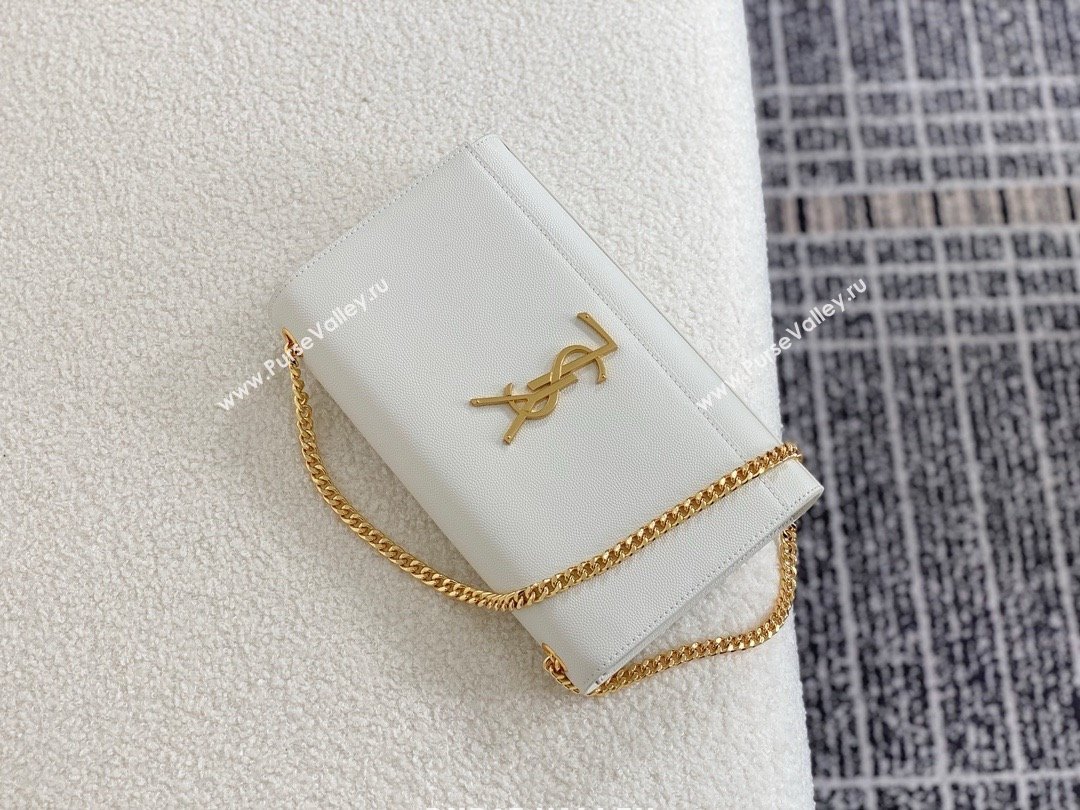 Saint Laurent Kate Medium Bag In grained leather white with gold hardware 2024(original quality) (bige-240416-03)