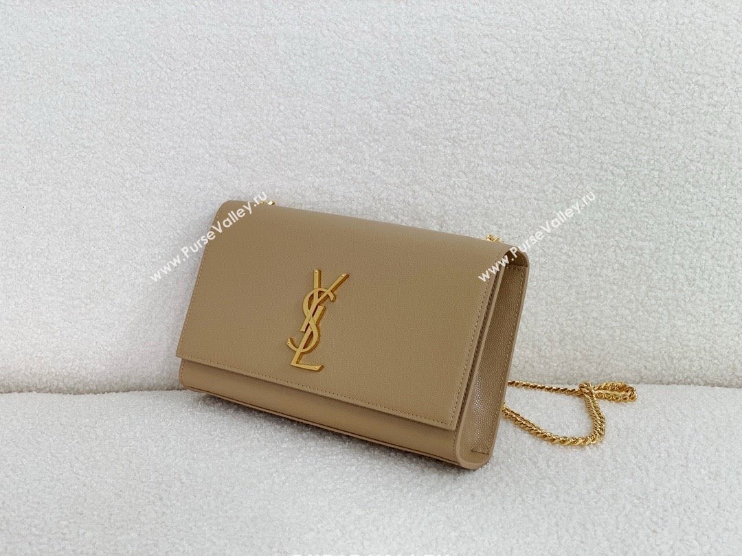 Saint Laurent Kate Medium Bag In grained leather nude with gold hardware 2024(original quality) (bige-240416-04)