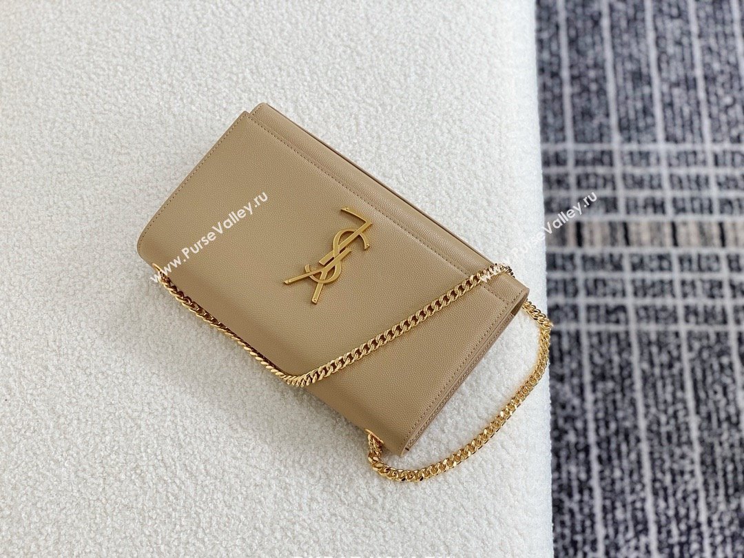 Saint Laurent Kate Medium Bag In grained leather nude with gold hardware 2024(original quality) (bige-240416-04)