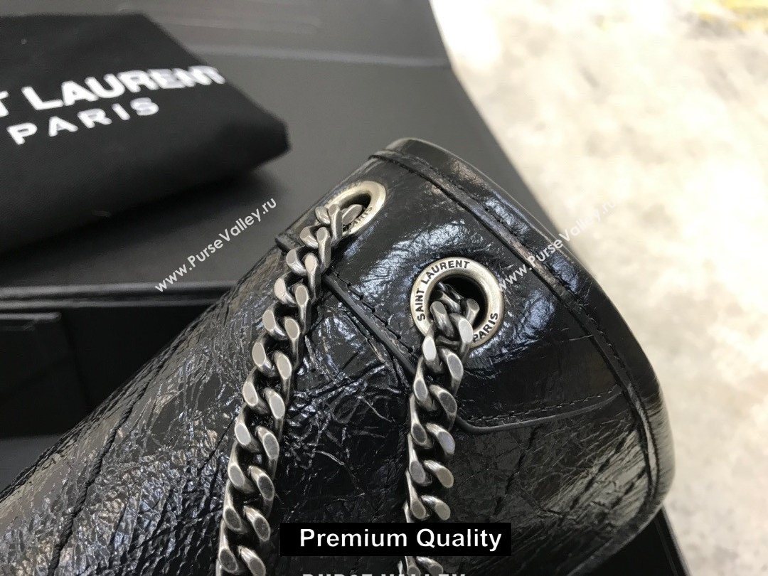 Saint Laurent Niki Baby Bag in Vintage Leather 533037 Black with silver chain (yida-6871)