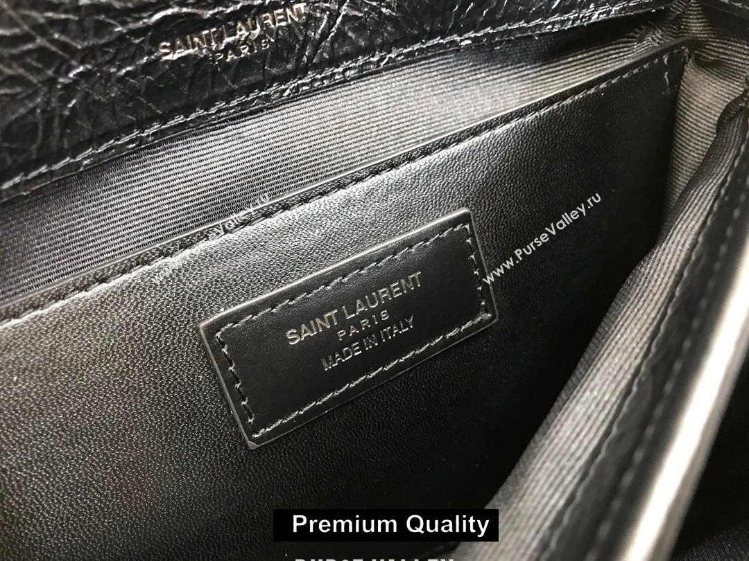 Saint Laurent Niki Baby Bag in Vintage Leather 533037 Black with silver chain (yida-6871)
