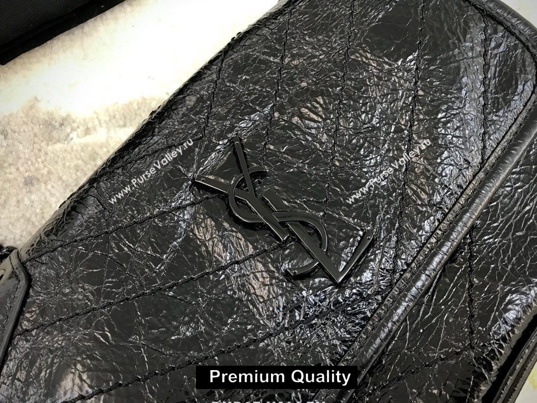 Saint Laurent Niki Baby Bag in Vintage Leather 533037 Black with black chain (yida-5819)