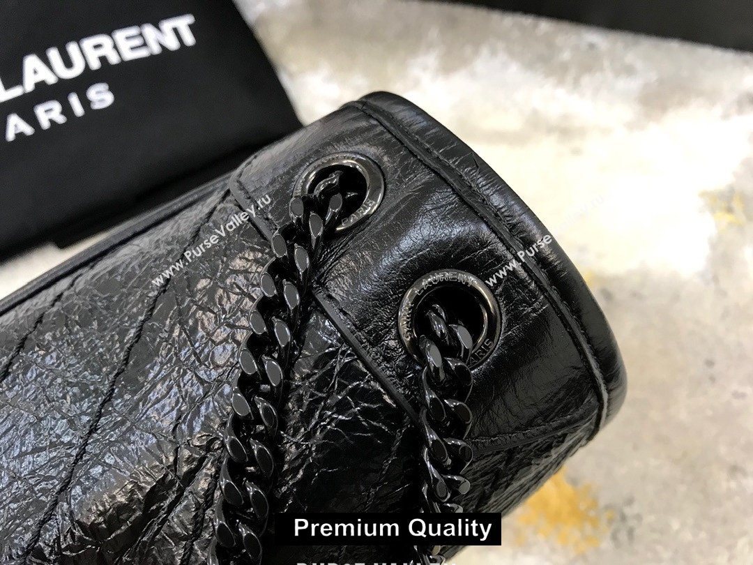 Saint Laurent Niki Baby Bag in Vintage Leather 533037 Black with black chain (yida-5819)