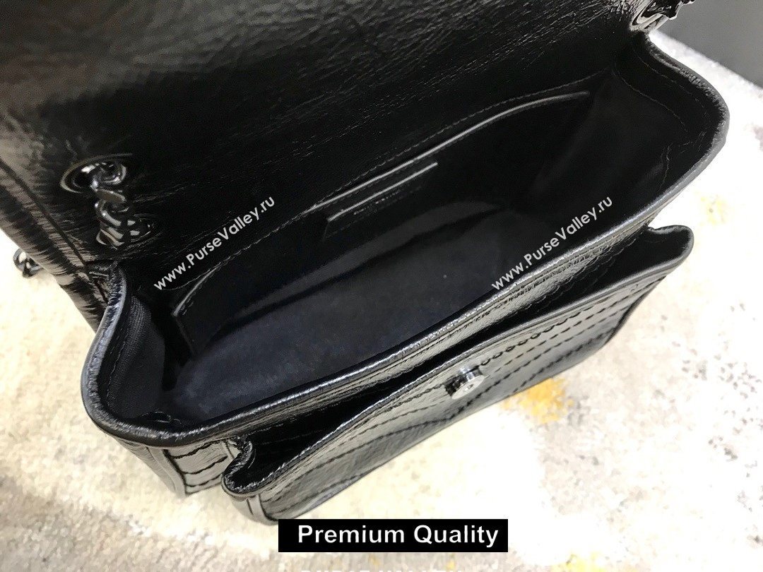 Saint Laurent Niki Baby Bag in Vintage Leather 533037 Black with black chain (yida-5819)
