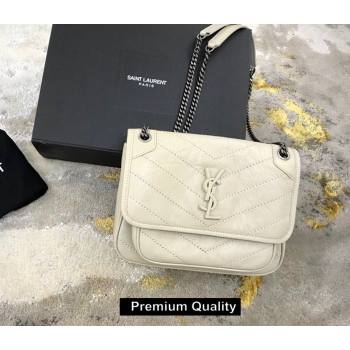 Saint Laurent Niki Baby Bag in Vintage Leather 533037 off white (yida-9375)