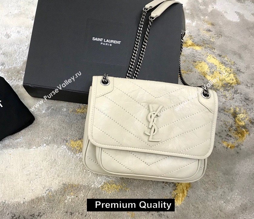 Saint Laurent Niki Baby Bag in Vintage Leather 533037 off white (yida-9375)