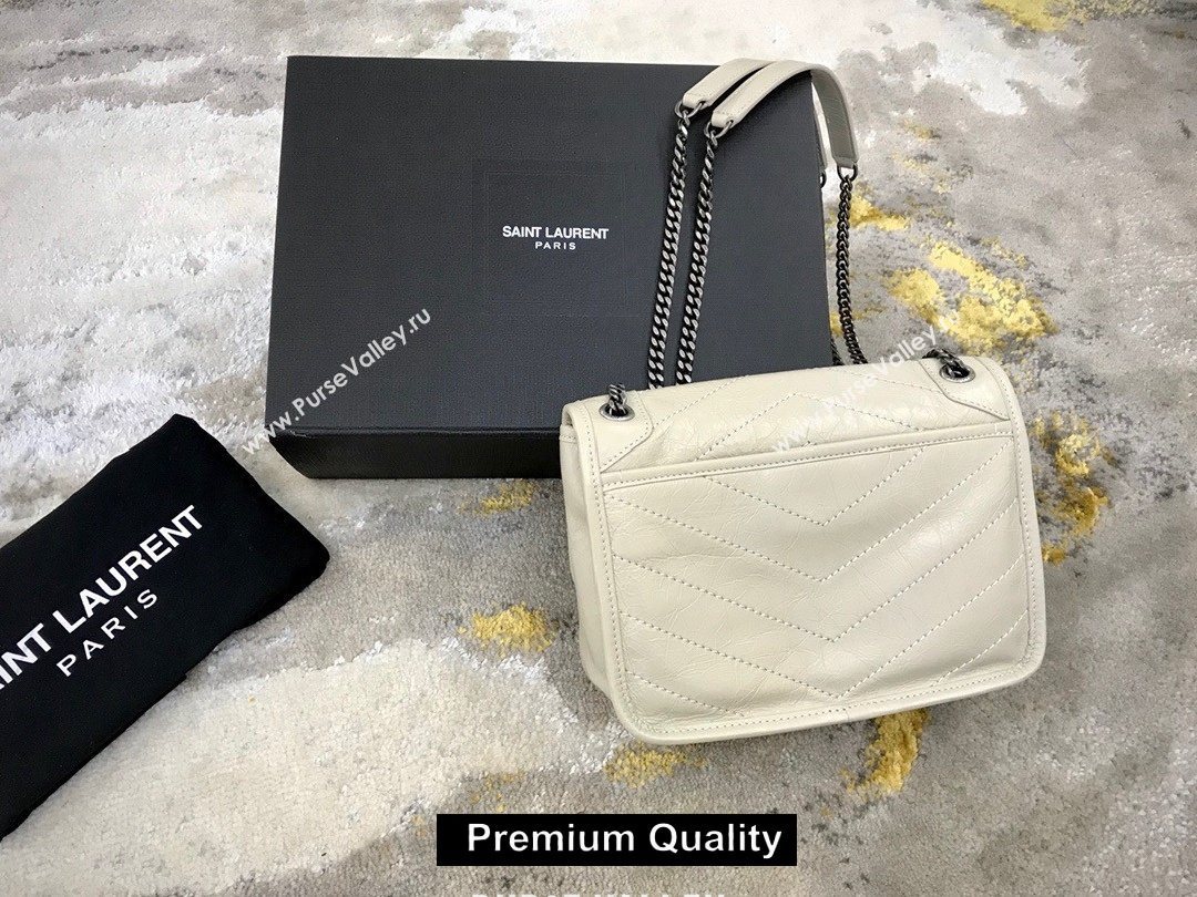 Saint Laurent Niki Baby Bag in Vintage Leather 533037 off white (yida-9375)