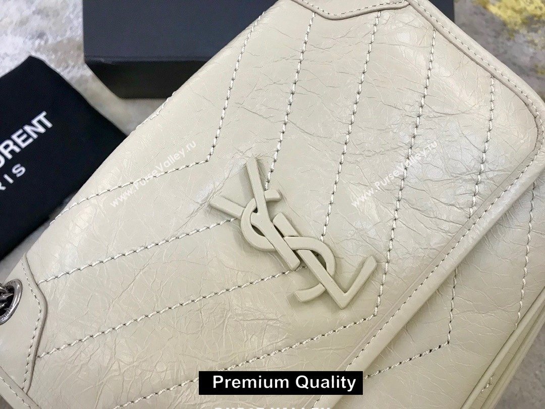 Saint Laurent Niki Baby Bag in Vintage Leather 533037 off white (yida-9375)